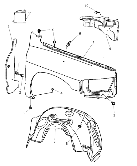 2003 Dodge Ram 2500 Fender-Fender Diagram for 55276208AC