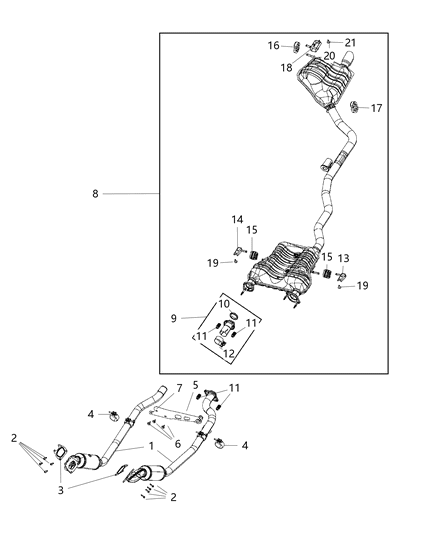 2019 Jeep Grand Cherokee MUFFLER-Exhaust Diagram for 68276641AB