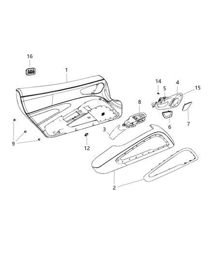 2015 Dodge Viper Panel-Front Door Trim Diagram for 5VL751X6AA