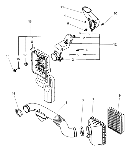 1997 Chrysler Sebring Air Cleaner Diagram 1