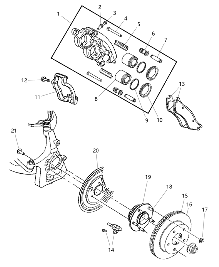 2004 Dodge Durango Brake Hub And Bearing Diagram for 52104499AB