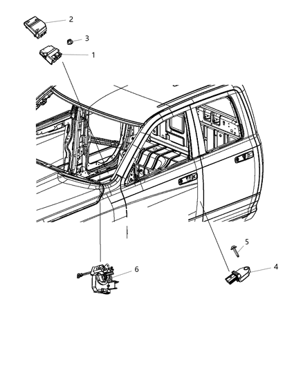 2014 Ram 1500 Air Bag Control Module Diagram for 68085881AC