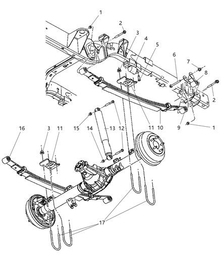 2008 Dodge Dakota Suspension - Rear Diagram