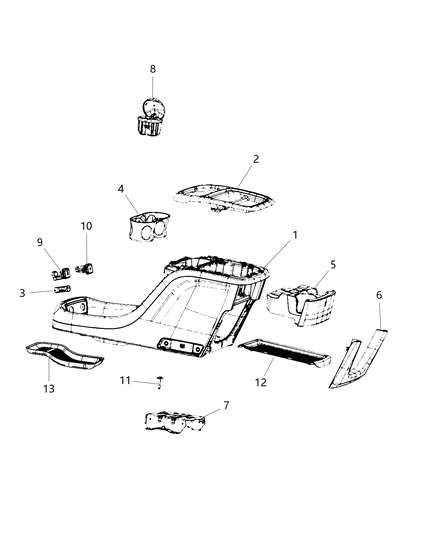 2019 Chrysler Pacifica Bezel-Floor Console Diagram for 6EK13GTVAA