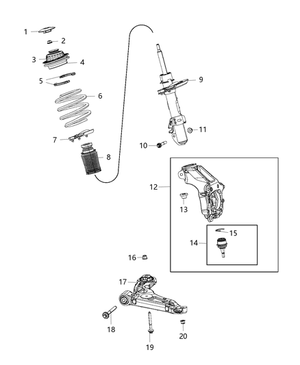 2020 Jeep Cherokee Suspension - Front, Springs, Shocks, Control Arms Diagram