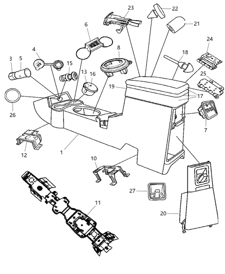 2008 Chrysler PT Cruiser Bracket-Floor Console Diagram for 5027979AF