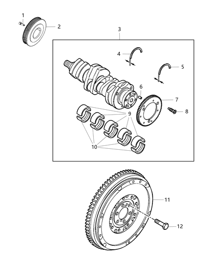 2015 Jeep Renegade Crankshaft , Crankshaft Bearings , Damper And Flywheel Diagram 3