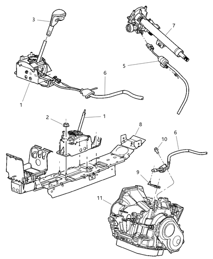 2006 Chrysler Sebring Gearshift Control Diagram 1