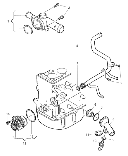 2007 Dodge Caliber Water Pump & Plumbing Diagram