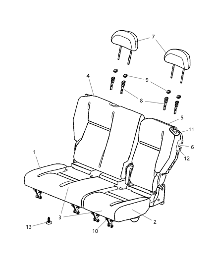 2005 Chrysler PT Cruiser Seat Back-Rear Diagram for XM871DVAA