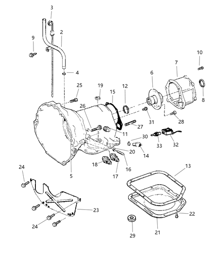 Case & Related Parts of Automatic Transmission - 2001 Jeep Wrangler