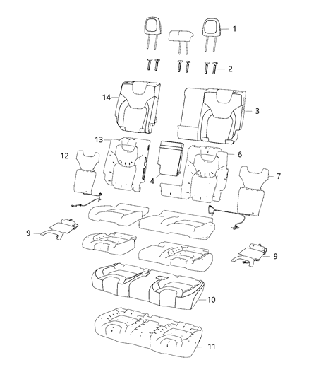 2021 Jeep Cherokee Rear Seat Cushion Diagram for 6ST53LR5AC