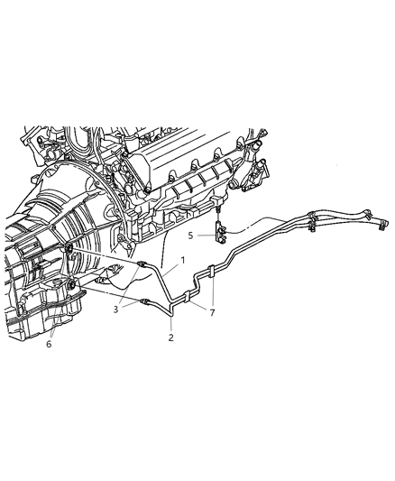 2003 Dodge Dakota Transmission Oil Cooler & Lines Diagram 2