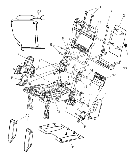 2007 Chrysler Town & Country Third Seat - 60/40 Stow & Go - 40% Side Diagram