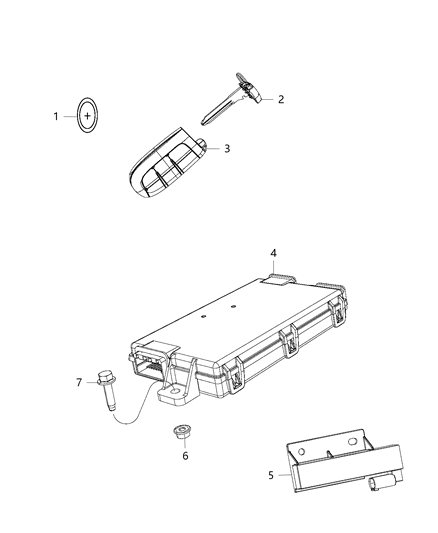 2017 Dodge Viper Receiver Modules, Transmitter & Keys Diagram