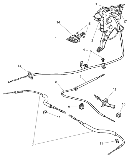 2004 Dodge Intrepid Lever Assembly & Cables Parking Brake Diagram