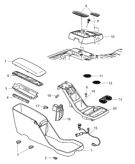 2007 Dodge Dakota Plate-Floor Console Diagram for UE401DHAF