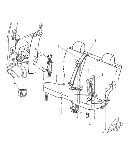 2011 Dodge Nitro Seat Belt Rear Diagram