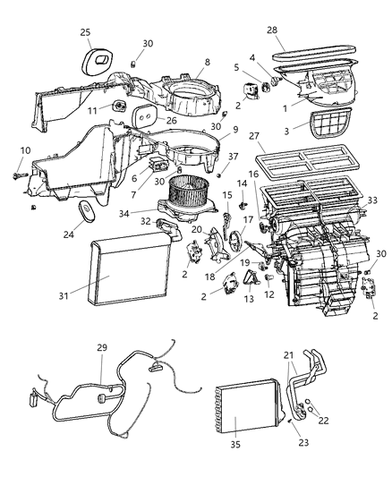 2010 Jeep Commander A/C & Heater Unit, Front Diagram