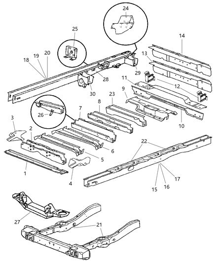 2002 Dodge Ram Van SILL-Rear Diagram for 55347212AD