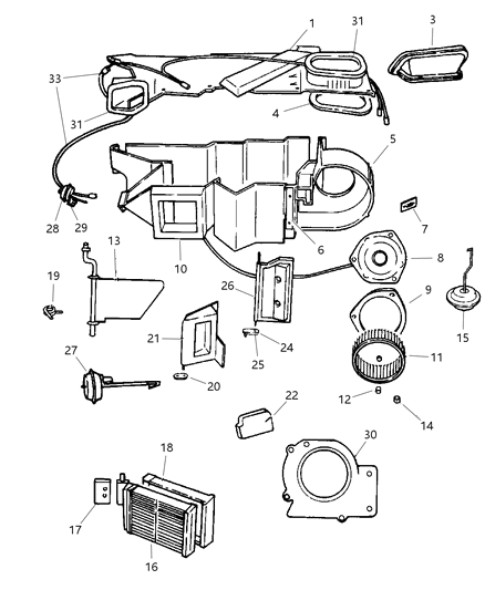 2000 Dodge Dakota Heater Actuator Diagram for 5210111AB