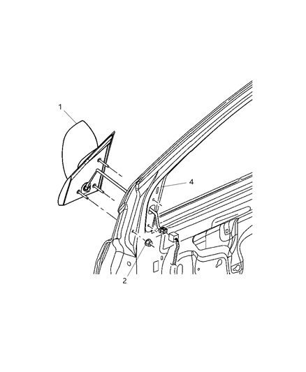 2005 Dodge Durango Outside Rear View Mirror Diagram for 55077400AD