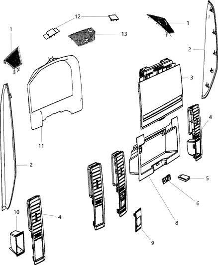 2016 Ram 3500 Cab Chassis(<10K lb.) Instrument Panel Trim Diagram 2