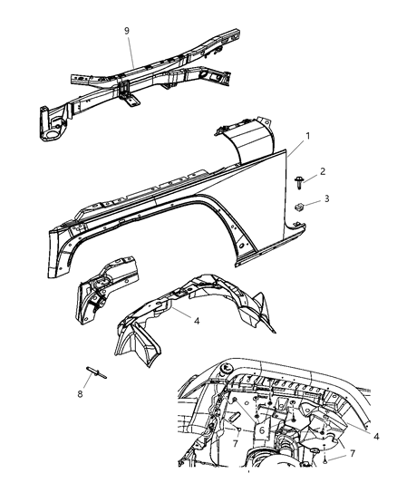 2007 Jeep Wrangler Closure-Fender Diagram for 55395350AB