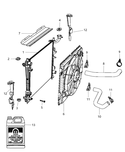 2011 Dodge Durango Radiator & Related Parts Diagram 1