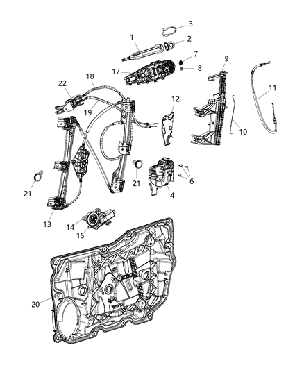 2015 Chrysler 200 Front Door Latch Diagram for 68211097AA