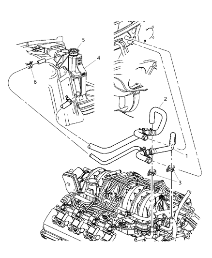 2007 Dodge Charger Coolant Recovery System Heater Plumbing Diagram 3