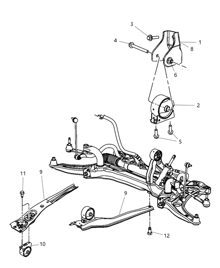 2007 Jeep Compass Torque Support, Front Diagram