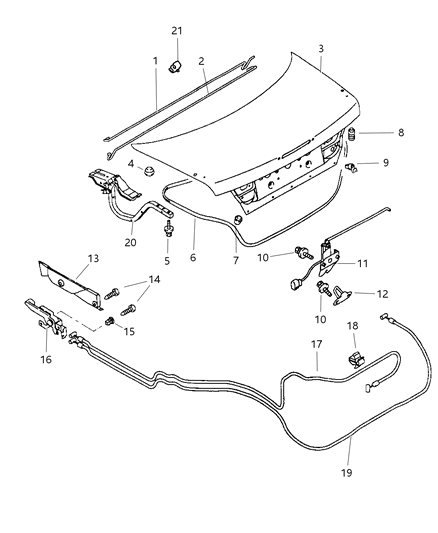 1997 Dodge Avenger Trunk Lid & Lock Diagram