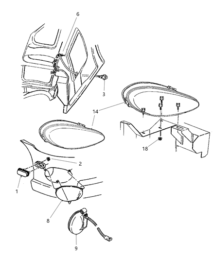 1998 Dodge Viper Fog Lamp Diagram for 5245991