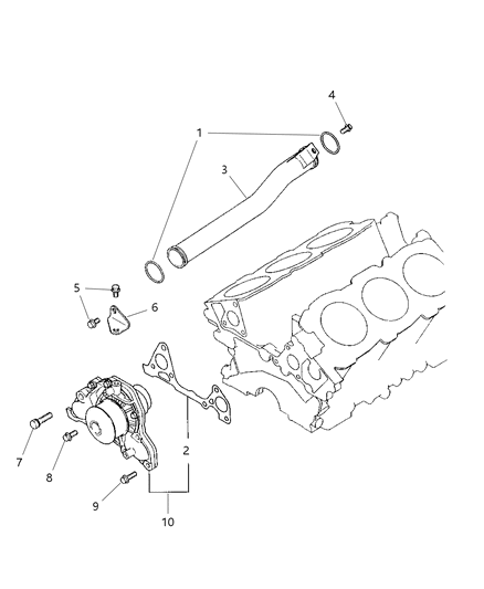1999 Chrysler Sebring Coupe Water Pump & Related Parts Diagram 2