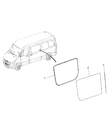 2009 Dodge Sprinter 2500 Sliding Door Glass Diagram