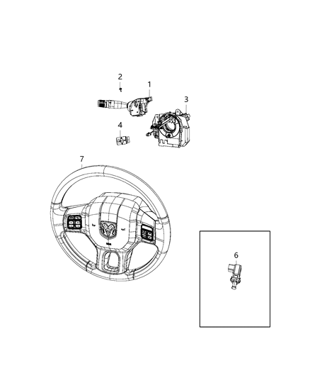 2020 Ram 1500 SCCM-Steering Column Control Mod Diagram for 68459549AA