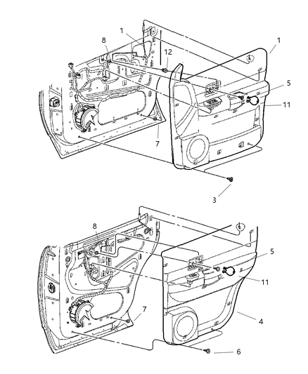 2004 Dodge Durango Panel-Rear Door Trim Diagram for 5HS021J3AD