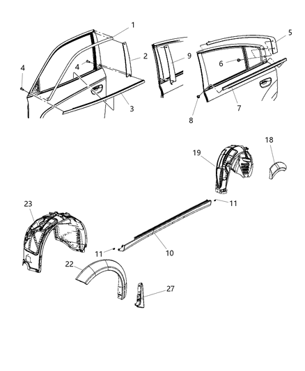 2020 Dodge Charger WEATHERSTRIP-Door Belt Outer Diagram for 57010351AC