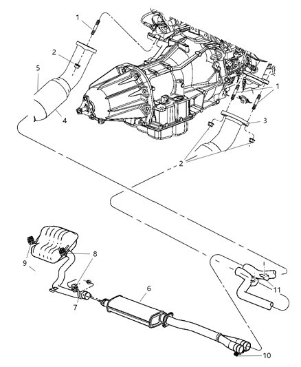 2008 Dodge Charger Exhaust Muffler And Resonator Diagram for E0019422AB