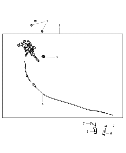 2008 Chrysler Town & Country Parking Brake Lever & Cable Front Diagram