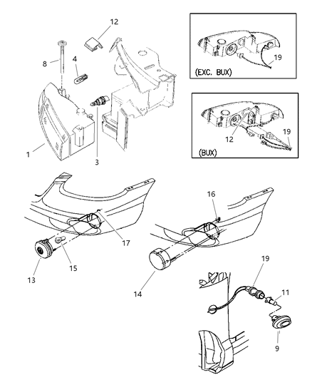 1999 Chrysler Sebring Lamps - Front Diagram