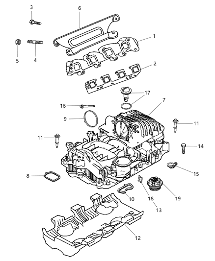 2007 Dodge Ram 3500 Intake & Exhaust Manifold And Air Intake Heater Diagram 1