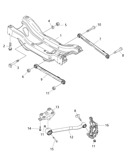 2016 Jeep Renegade Crossmember, Links Rear Suspension Diagram 2