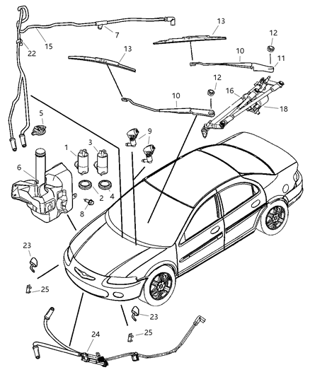 2004 Chrysler Sebring Windshield Washer & Wiper System Diagram