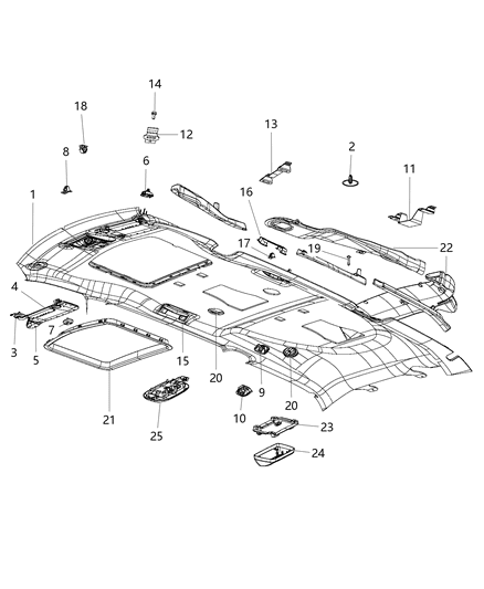 2017 Dodge Grand Caravan Visor-Illuminated Diagram for 1JE92DX9AA