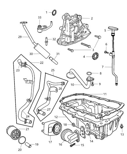 2004 Dodge Neon Engine Oil Cooler Diagram for 4884242AC