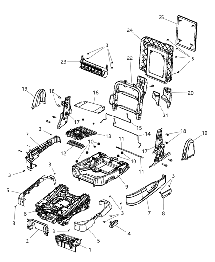 2010 Dodge Grand Caravan Second Row - Rear Seats Diagram