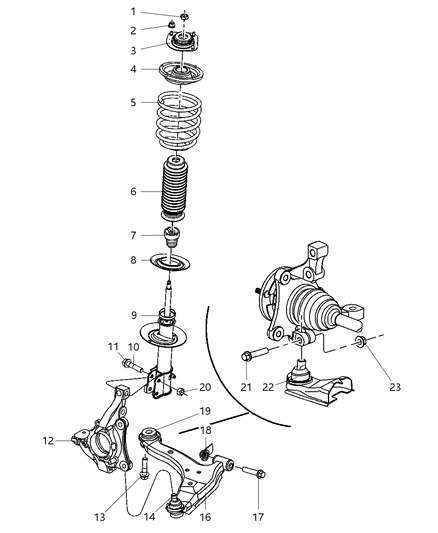 2008 Chrysler PT Cruiser Suspension - Front Diagram