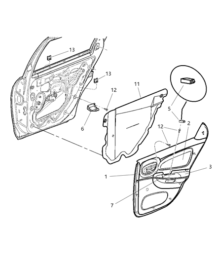 2002 Dodge Neon Panel-Rear Door Trim Diagram for SJ24XDVAC